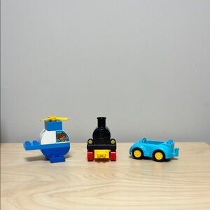 LEGO DUPLO Vehicle Set – Train, Car & Helicopter Toddler Toys (3‑Piece Set)